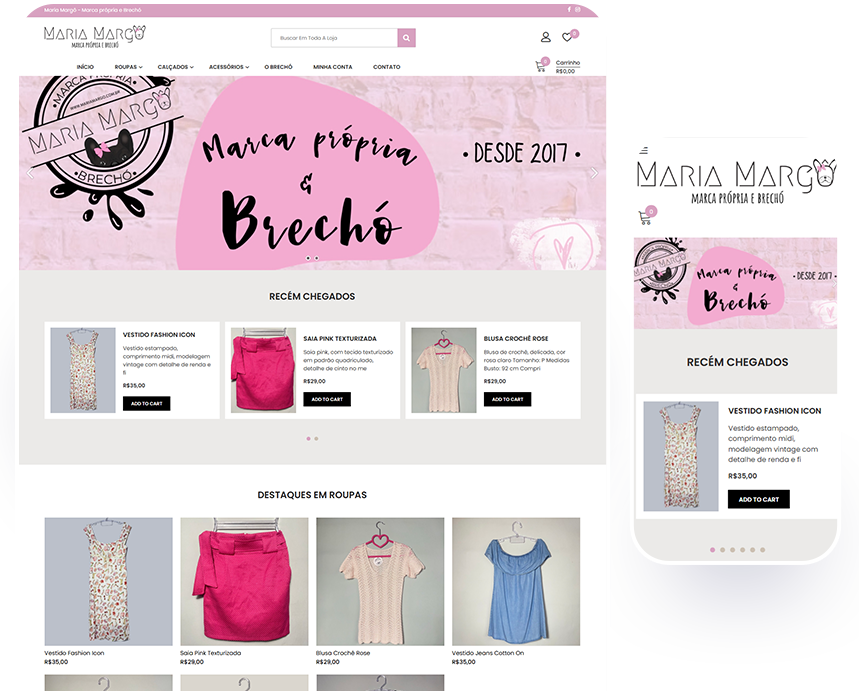 Loja virtual - Cliente Maria Margo