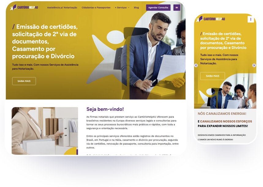 Site para empresa - Cliente CartorioHelp4U