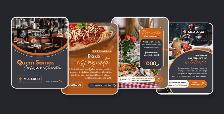 Pacote de posts para restaurante